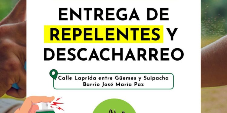 Este martes entregan repelente en calle Laprida