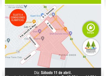 Corte de energía este sábado en zona sureste de Las Varillas