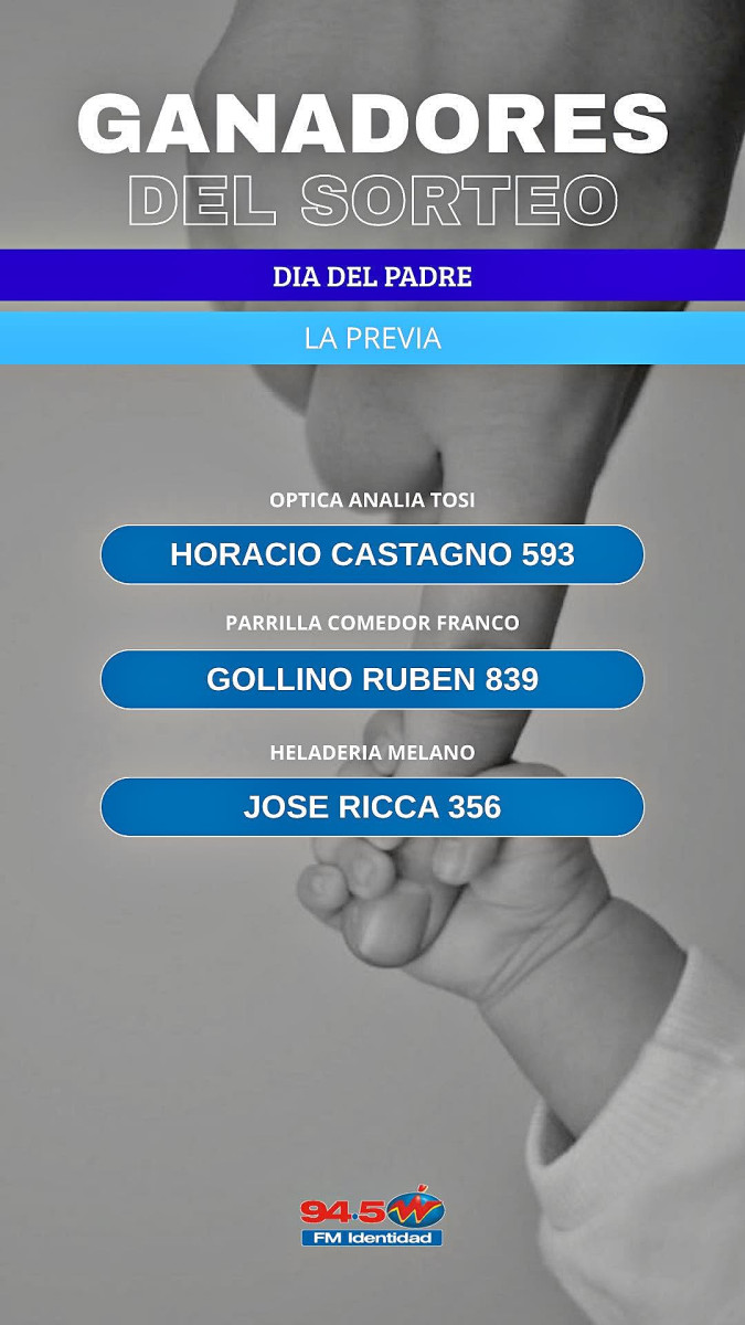 Ganadores Mega Concurso Día del Padre (Actualizado sabado 19:00 hs)