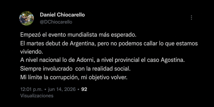 “Mi objetivo volver”: el sugestivo mensaje de Daniel Chiocarello en redes