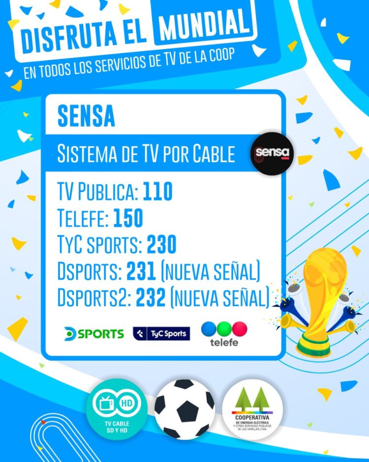 Cooperativa anunció que por todos sus sistemas de TV podrán verse todos los partidos del Mundial