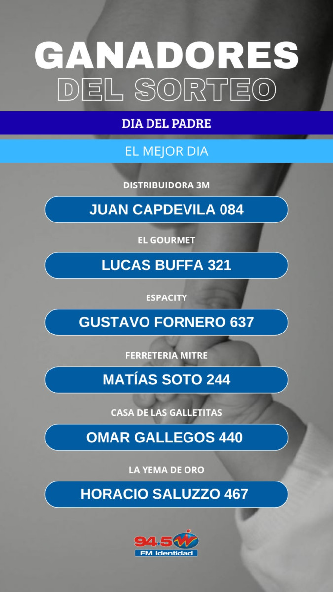 Ganadores Mega Concurso Día del Padre (Actualizado viernes 12:30 hs)