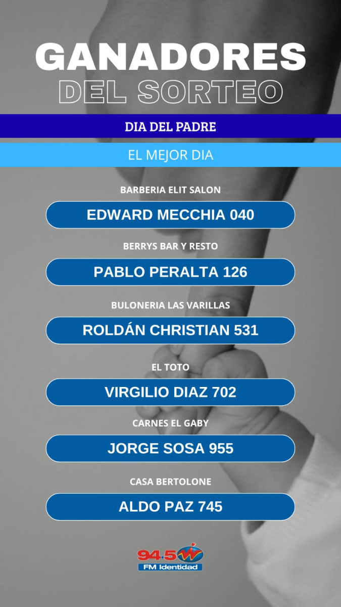 Ganadores Mega Concurso Día del Padre (Actualizado viernes 12:30 hs)