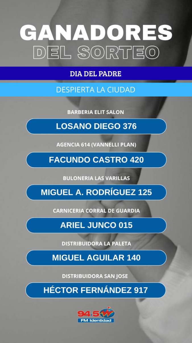 Ganadores Mega Concurso Día del Padre (Actualizado viernes 12:30 hs)