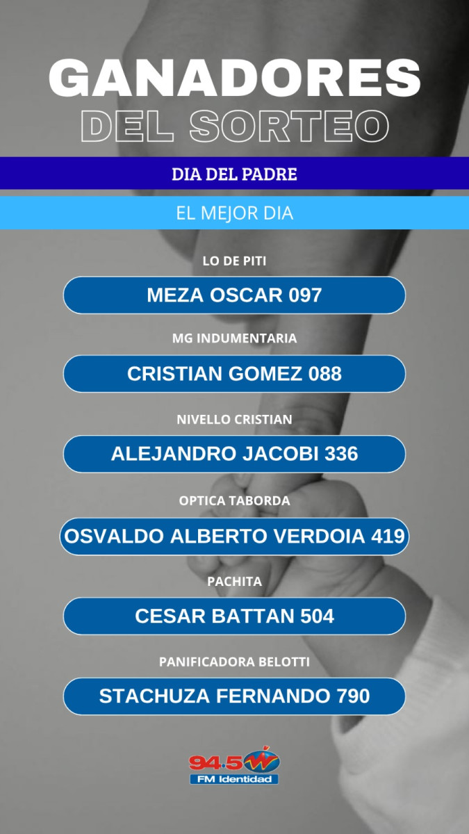 Ganadores Mega Concurso Día del Padre (Actualizado viernes 12:30 hs)