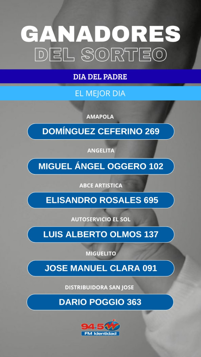 Ganadores Mega Concurso Día del Padre (Actualizado viernes 12:30 hs)