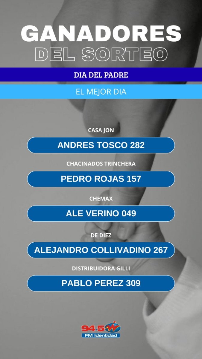 Ganadores Mega Concurso Día del Padre (Actualizado viernes 12:30 hs)