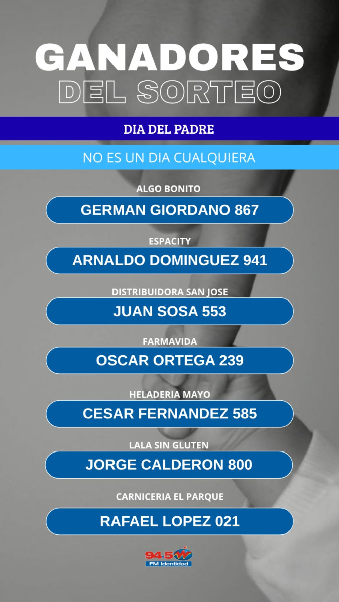 Ganadores Mega Concurso Día del Padre (Actualizado sabado 19:00 hs)