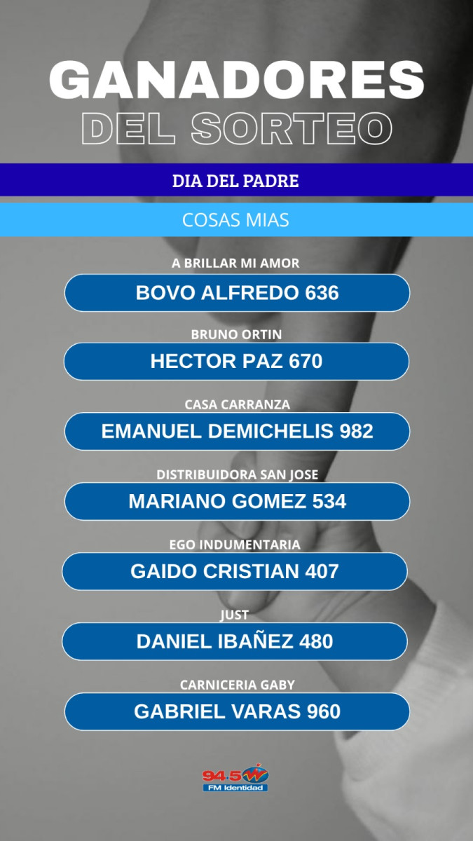 Ganadores Mega Concurso Día del Padre (Actualizado sabado 19:00 hs)