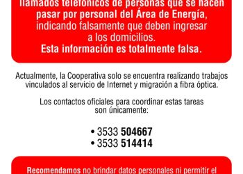 Cooperativa alertó por intentos de estafas telefónicas