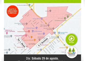 Cooperativa realizará corte de luz este sábado en casi media ciudad